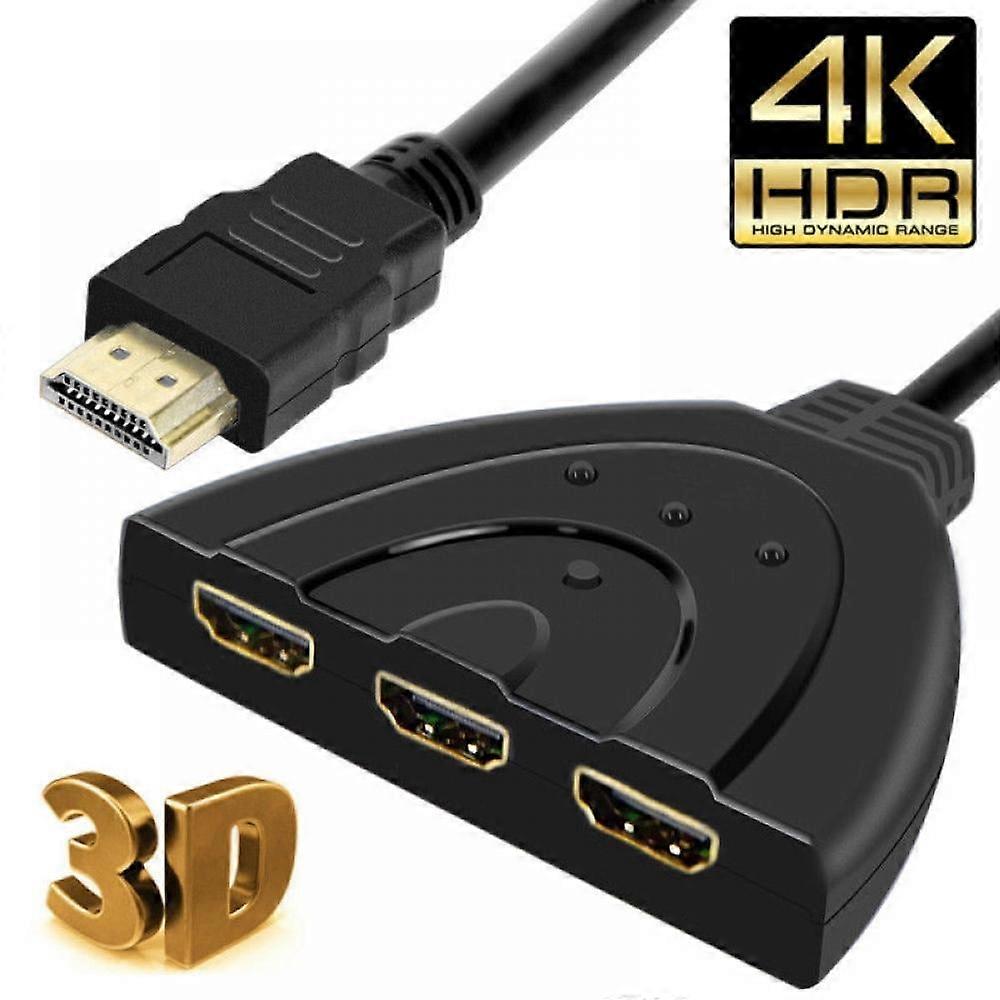 Prettyui 3 Port HDMI Splitter Cable AUTO Switch Switcher Splitter Cable for 4K HDTV PlayStation 4 Xbox Laptop 1080P Switch Switcher HUB Adapter