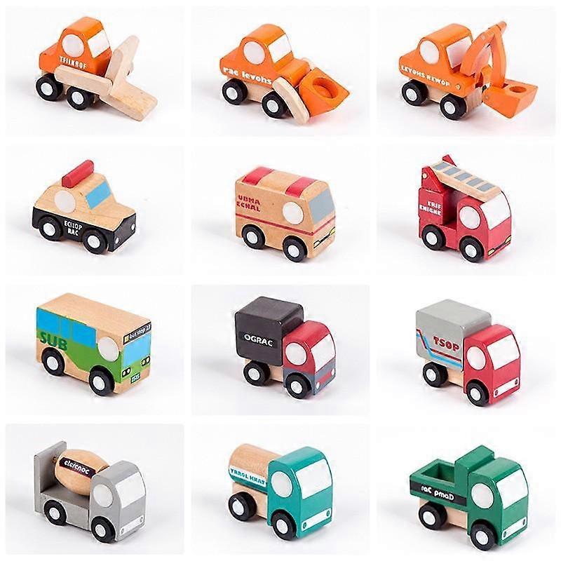 Wooden Simulation And Wind Color Engineering Vehicle Aircraft Car Vehicle Model Cognitive Educational Toys