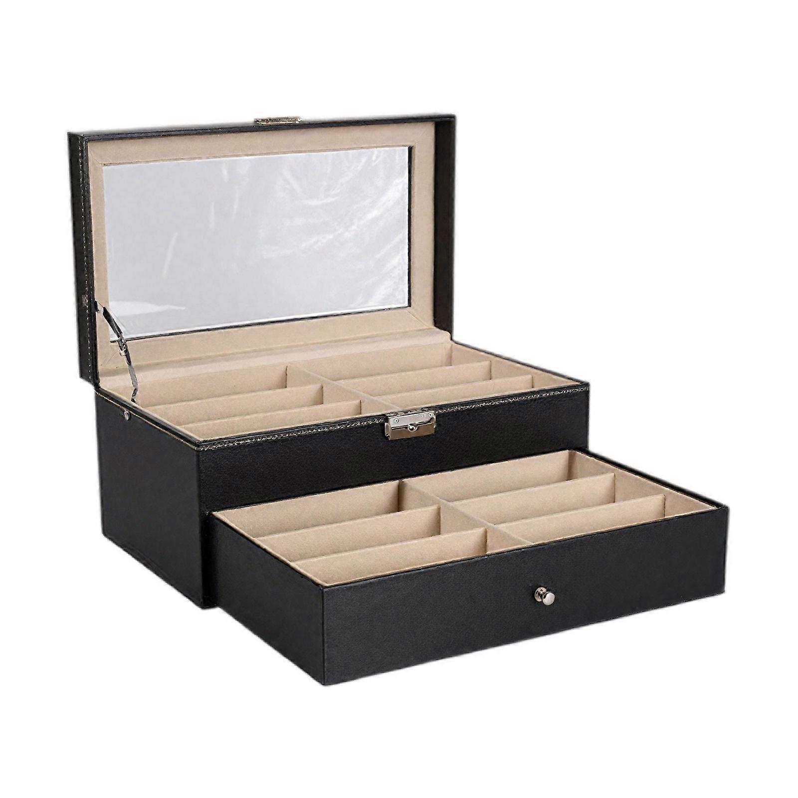 Space Efficient Eyeglass Planner Clear Top Soft Interior Lining Multiple Rank Compound Structure For Telecommute Organization Multicolor