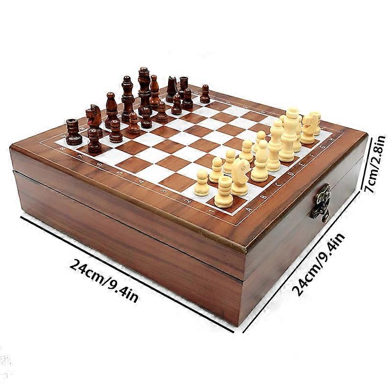 4-IN-1 Chess Set Kids Adults Chess Board Game for Playing Chess Cards Dices Dotted Tiles