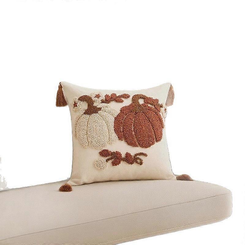 45*45cm [Core not included] New Halloween Plush Pillowcase, INS Style, Pumpkin Home Sofa Back Pillow, Decorative Inner Cover (Head not included)