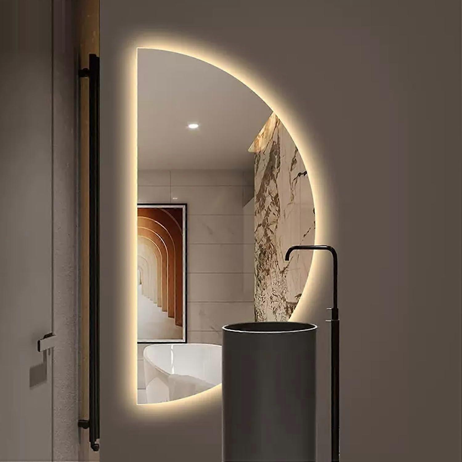 LED Bathroom Mirror with AntiFog, Touch Control, Dimmable 3Color Lighting, 120x60cm HalfMoon Design
