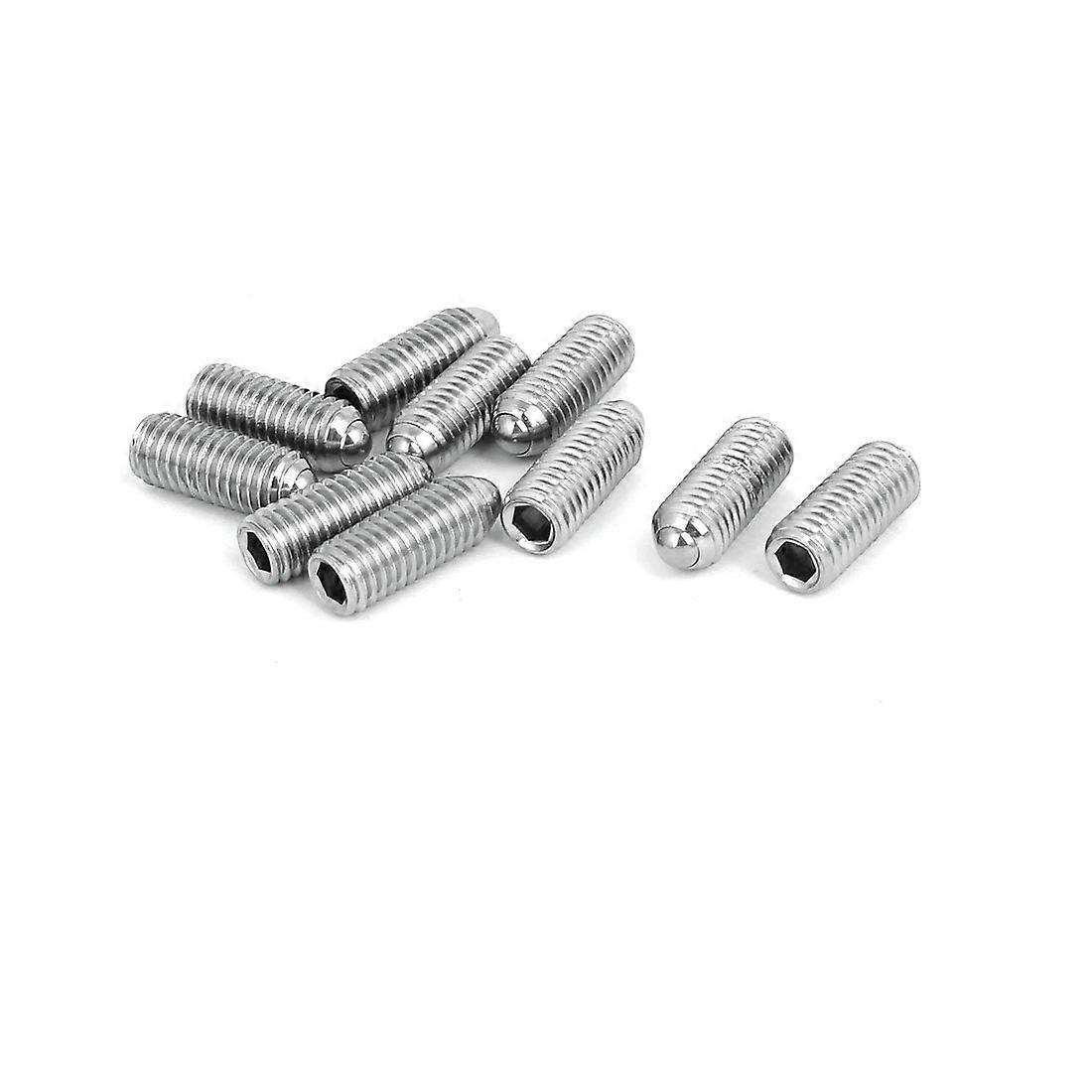 M8x20mm 304 Stainless Steel Spring Hex Socket Ball Point Grub Screws Set of 10 for Machinery