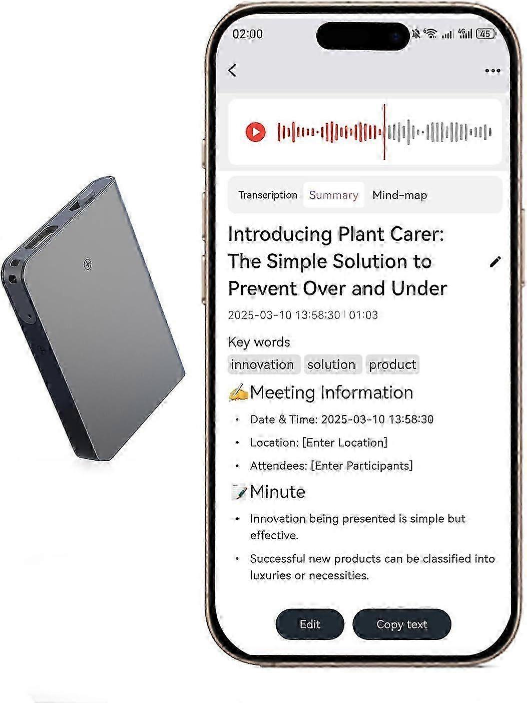 2025 Newest AI Voice Recorder, Voice Recording Device with App Control, AI