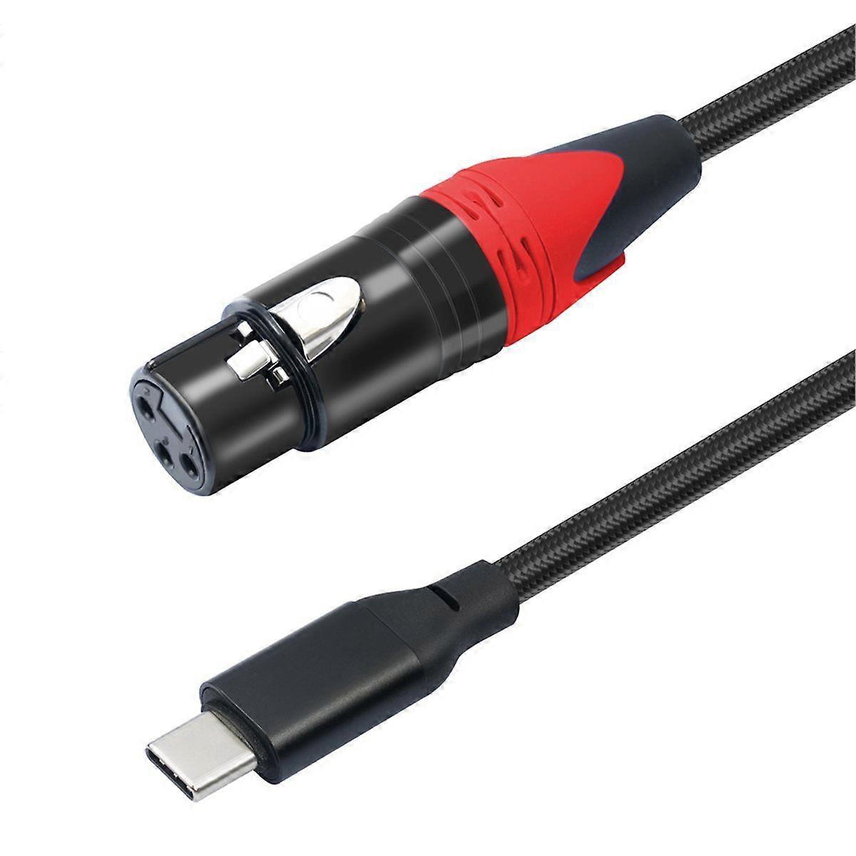 Cabo conversor de microfone USB-C para XLR fêmea de 2 m, cabo de microfone USB-C para XLR fêmea para USB tipo C.