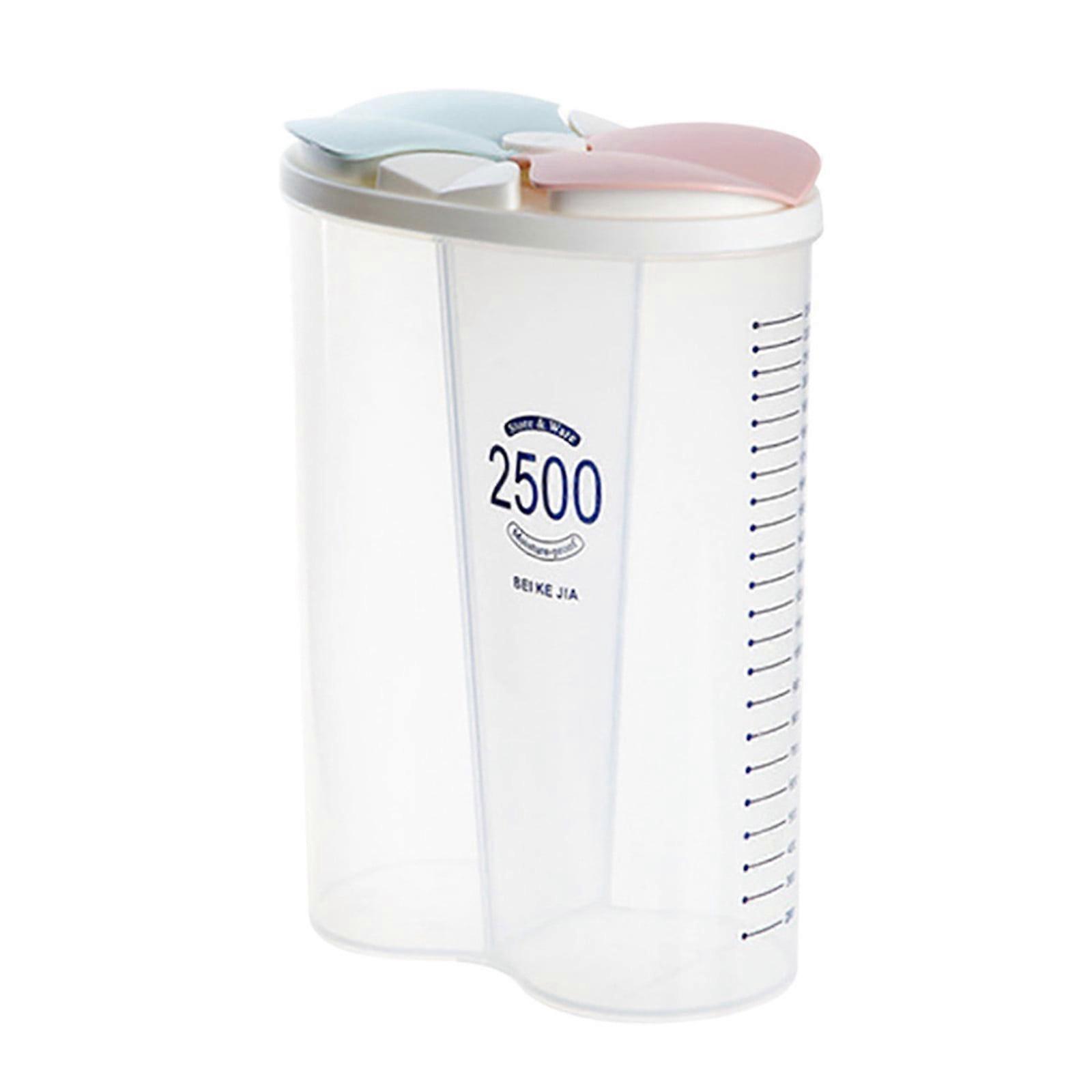 Herrnalise Cereal Storage Container, 2.5L Airtight BPA-Free Food Container with Lids & Compartments for Grain, Sugar, Flour