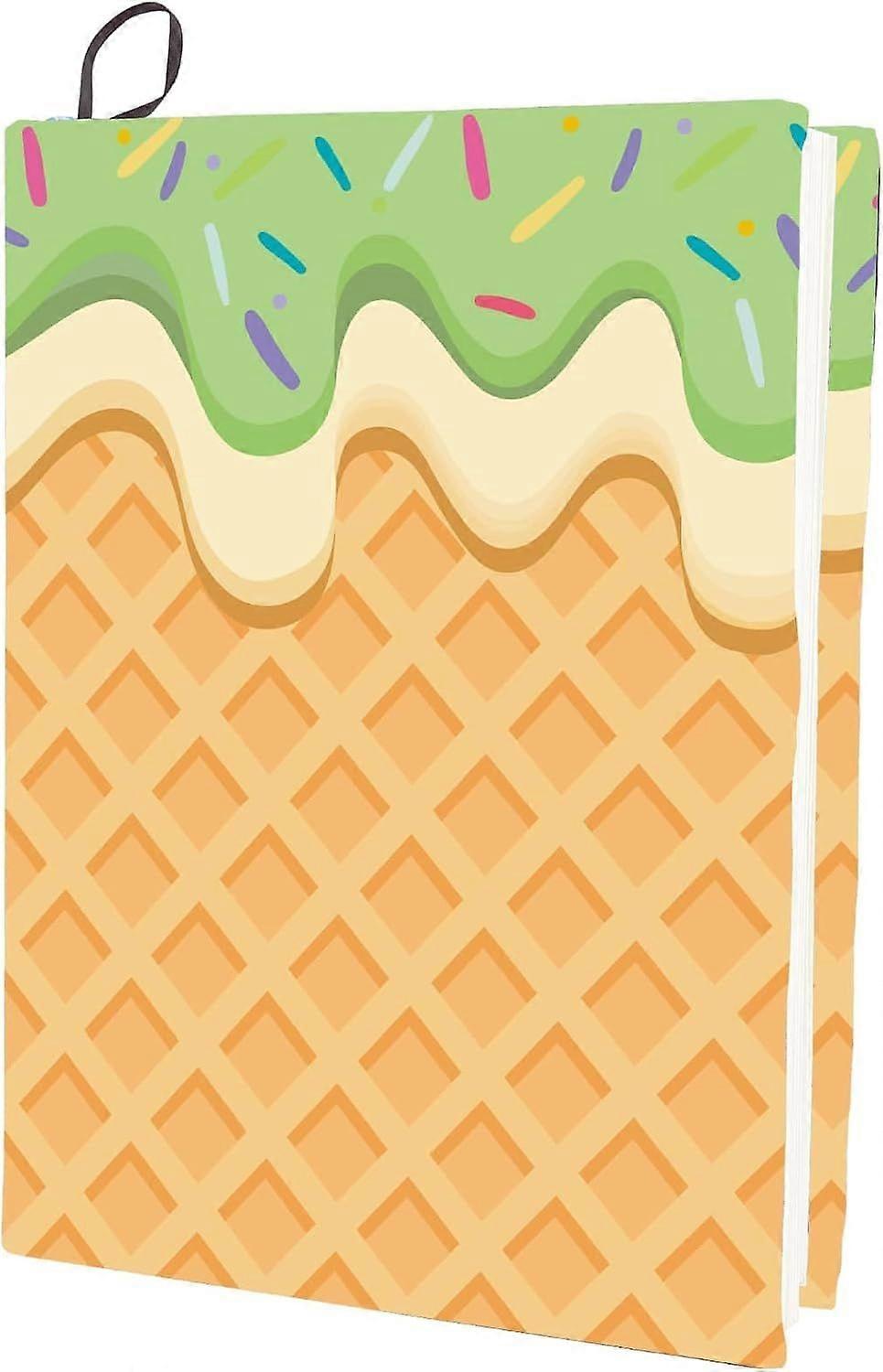 Ice Cream Stretchable Book Cover Washable Reusable Large Nylon Book Protector Elastic Notebook Wraps Suitable for Hardcover Books Classroom Students