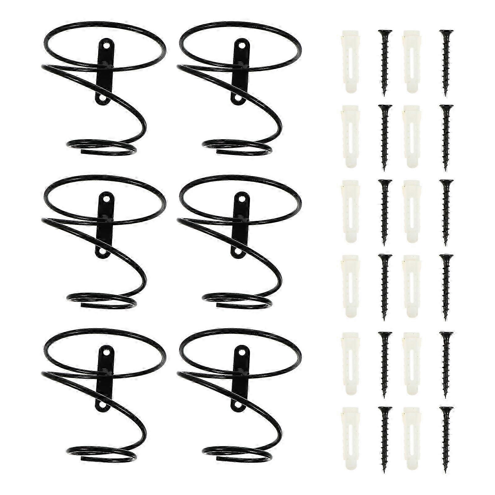 6pcs Single-bottle Wall-mounted Wine Racks Creative Storage Wine Racks (Black)