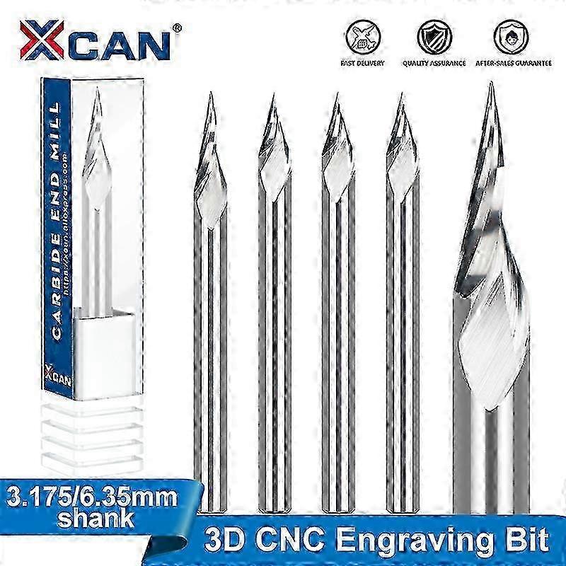Milling Cutter 3D Engraving Bit 3175 4 6 635mm Shank CNC Router Bit Carbide End Mill V Slot Bit for Woodworking