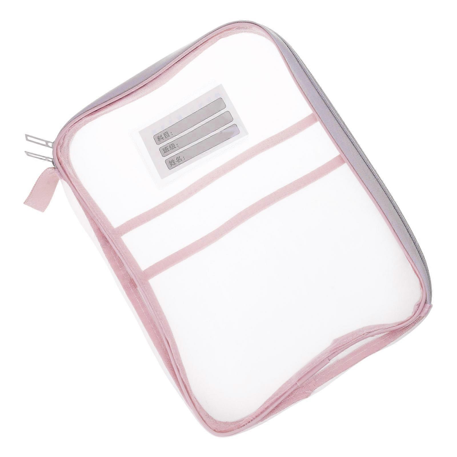 Sacoche de rangement zippée pour documents scolaires, classeurs, livres, fournitures scolaires, rose