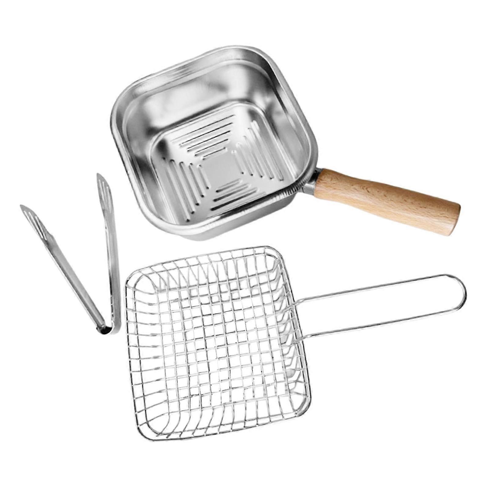 Small Deep Fryer Pot 2500ml Stainless Steel with Handle for Chicken, Fries and Stock Cooking