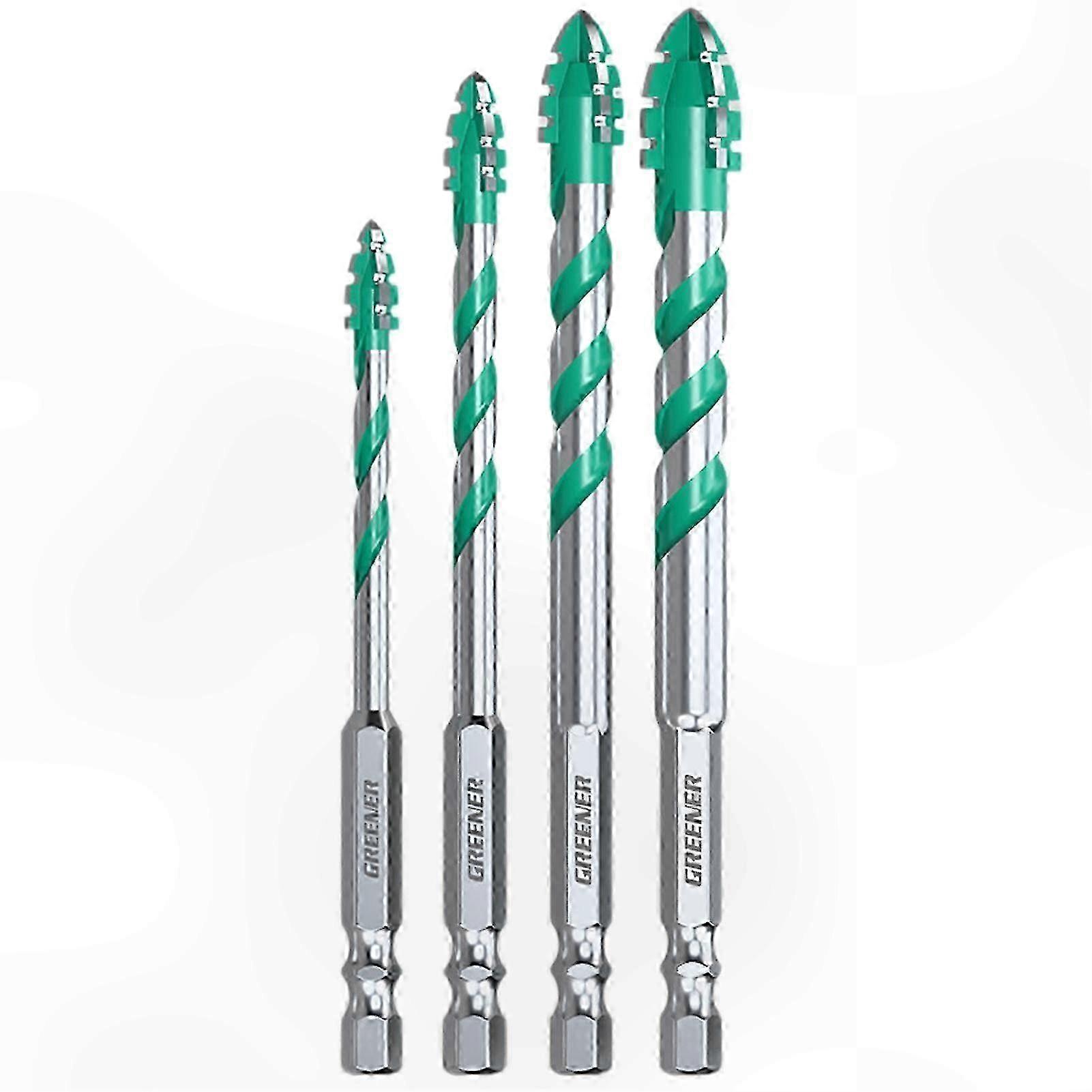 4-Piece Tile and Concrete Drill Bit Set, High-Speed Dry Drilling Tool with Four Blades for Efficient Drilling Performance