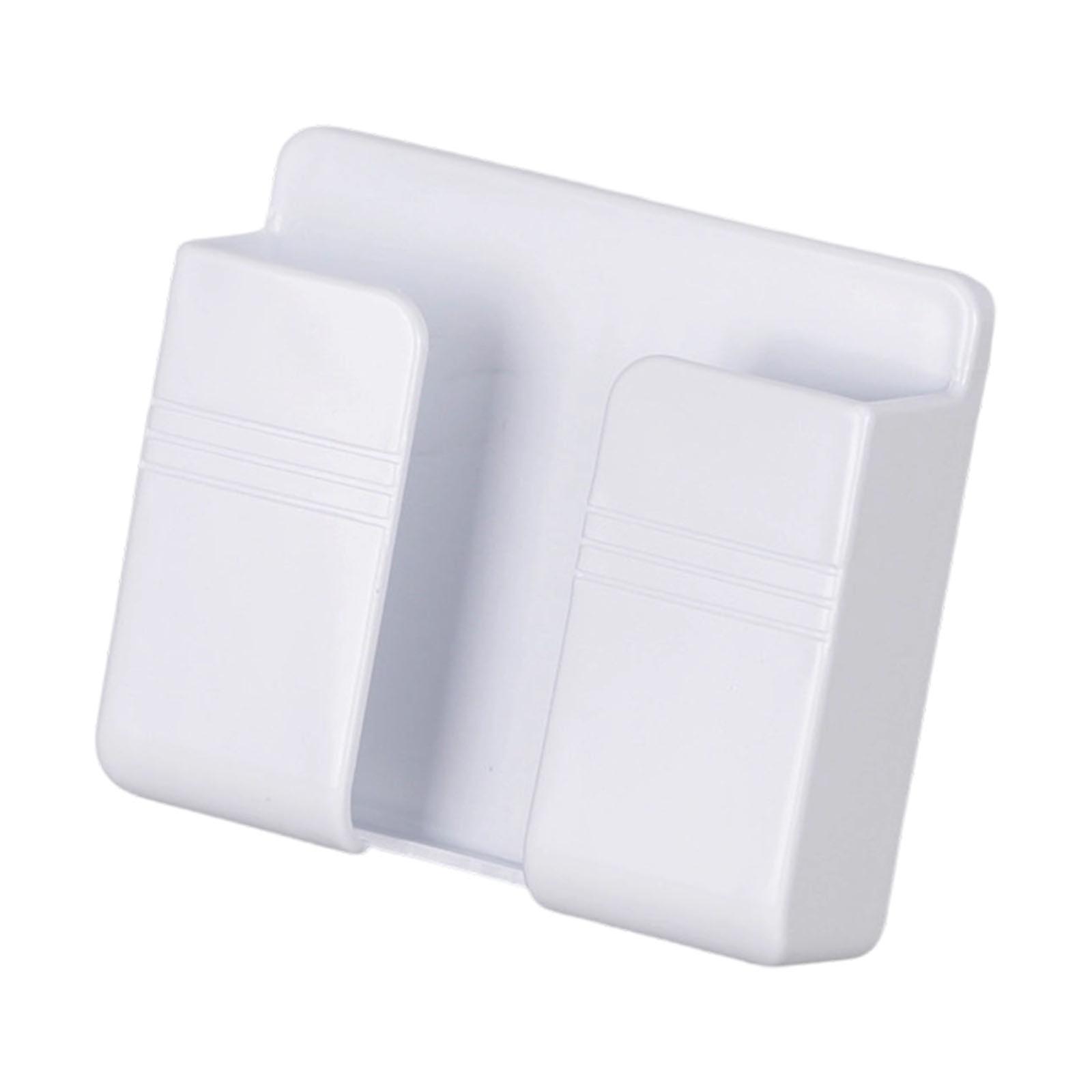Adhesive Wall Mount Phone Holder Featuring Charging Cable Management Universal Smartphone Bracket Easy Installation  White