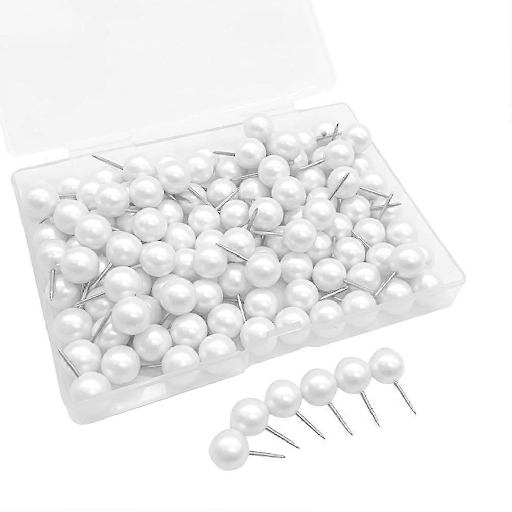 White Round Bead Head Thumbtacks for Home Office Use 100Pcs Set