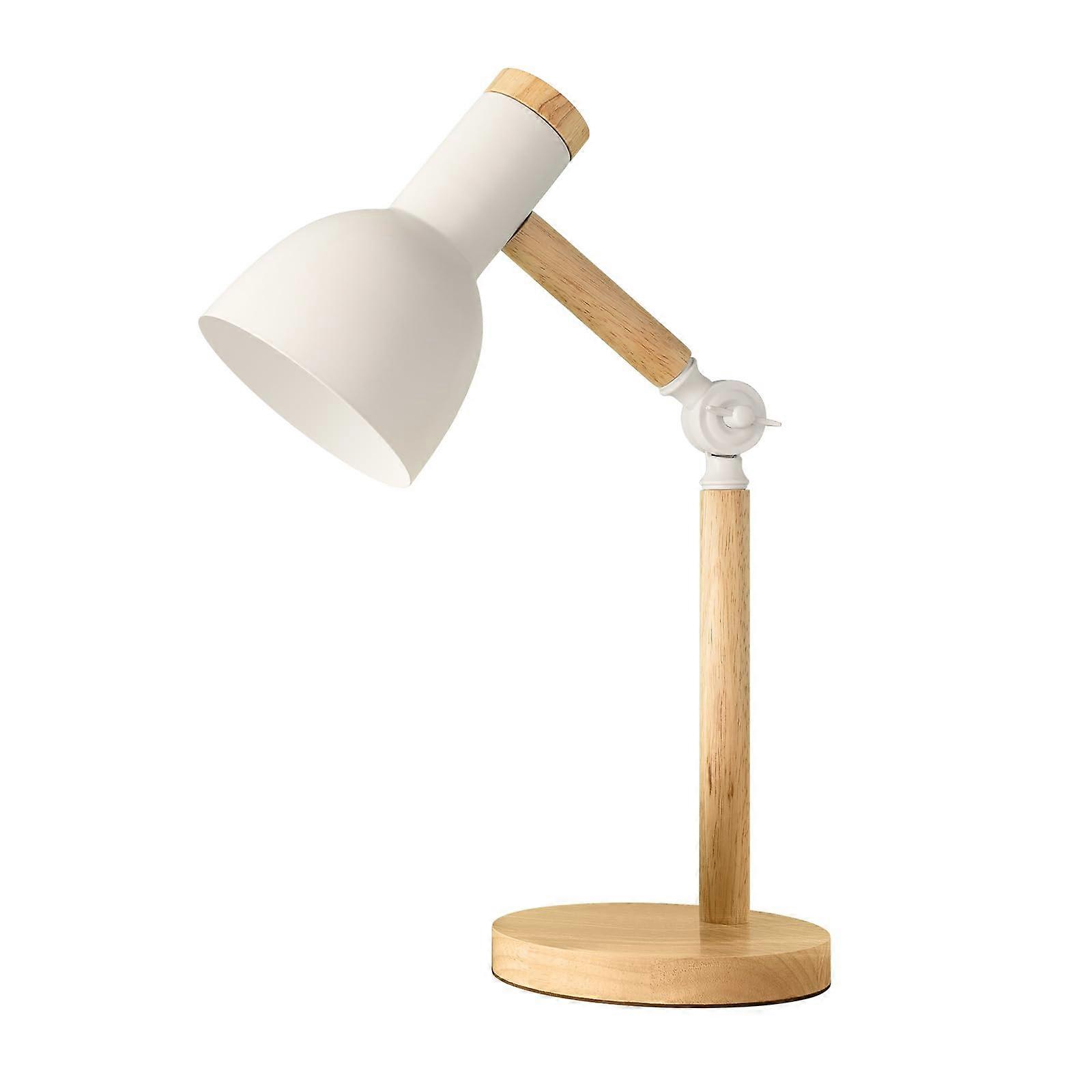 Adjustable Wooden Table Lamp for Bedroom and Living Room with Height and Angle Control, White