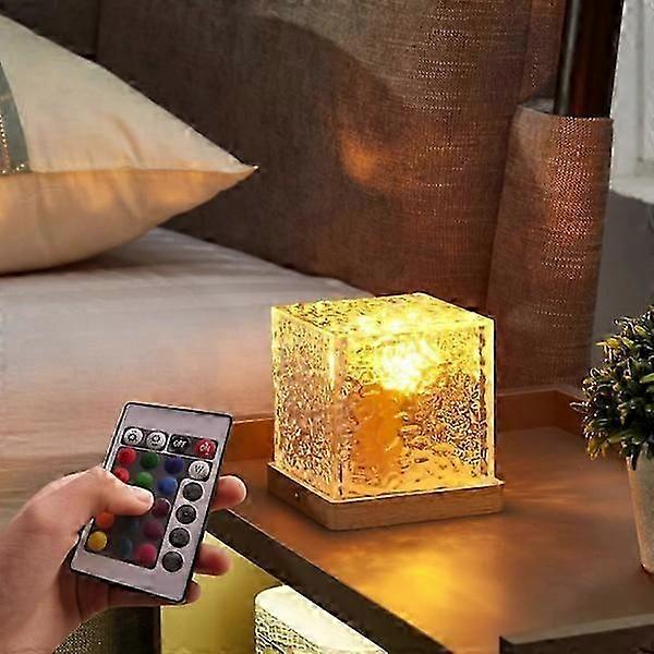 Northern Lights Projector, 16 Colors LED Aurora Projector with Remote Control, Rechargeable Dimmable Cube Wave Lamp