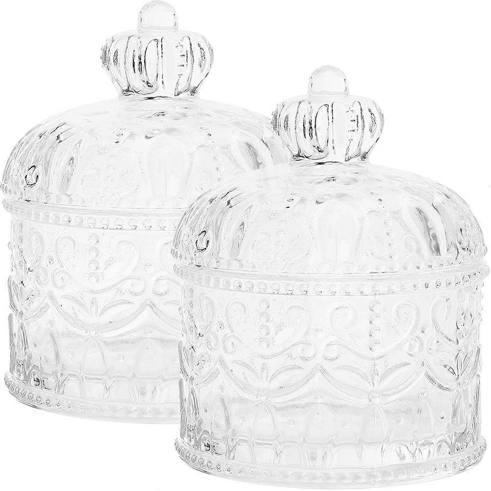 2Pcs Glass Candy Jar Desktop Dried Fruit Container Glass Jar with Lid for Home