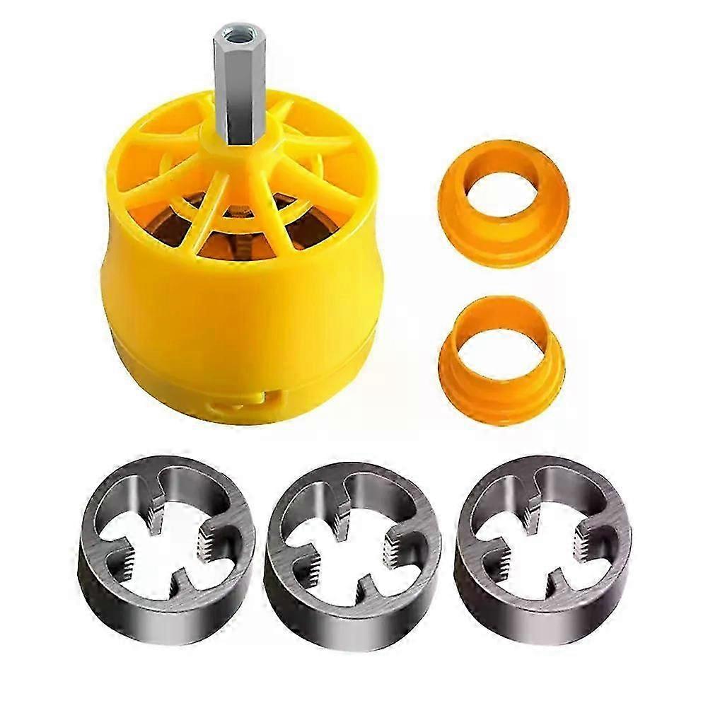 PVC Pipe Threader Kit With 1/2In 3/4 In 1 Inch Dies Plumbing Threading Machine Tool Electric Drill Modified Threading Device