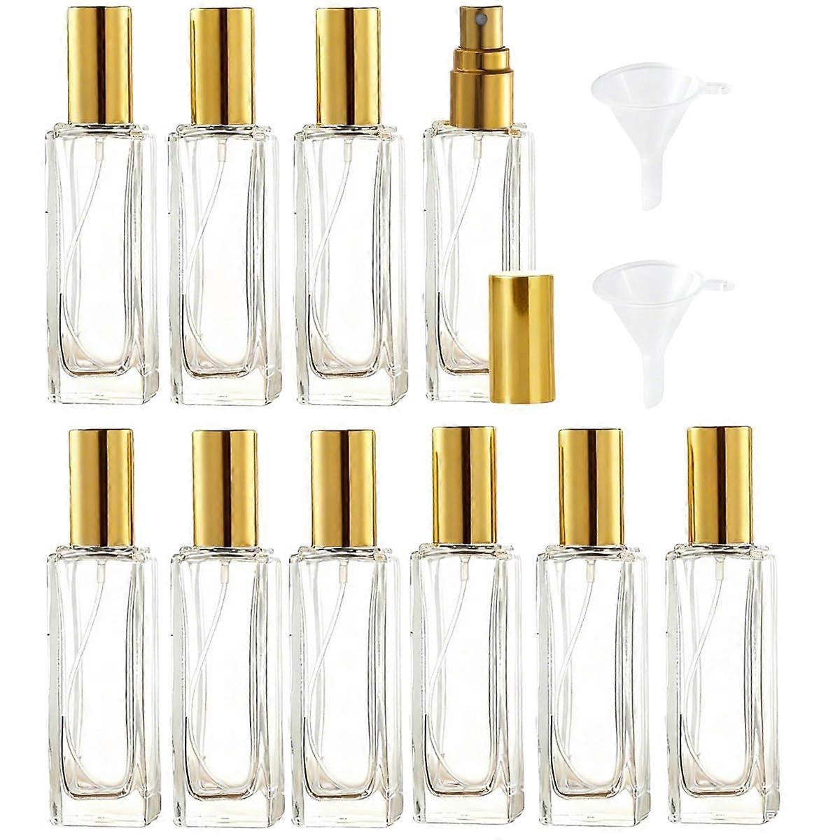 Perfume Atomizer 20ml Refillable Glass Travel Perfume Bottle with Fine Mist Sprayer, 10 Pcs Gold