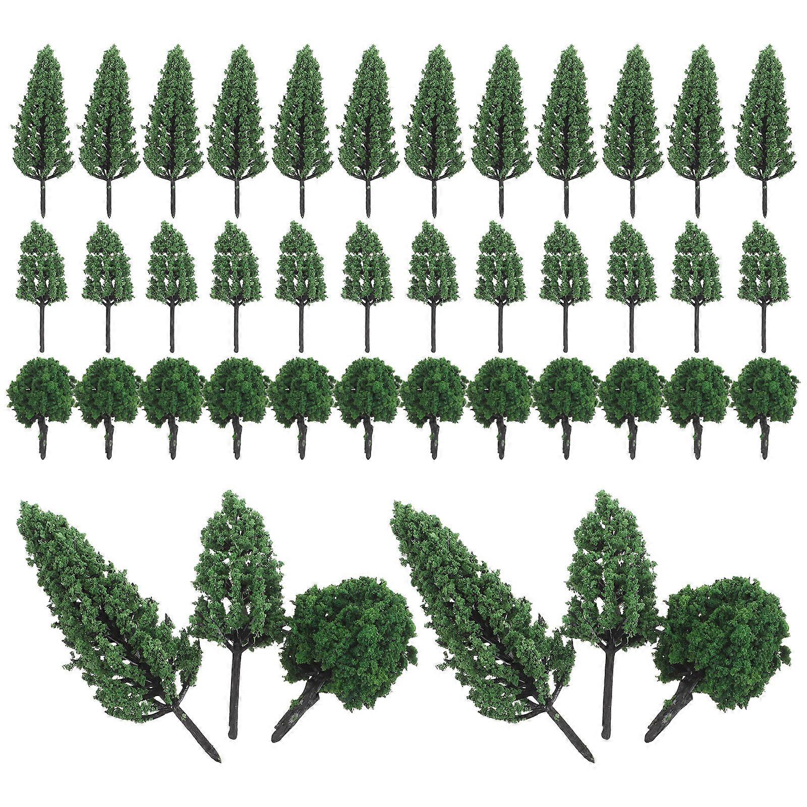 Model Train Material Miniature Trees for Decoration 50Pcs Realistic Green Trees