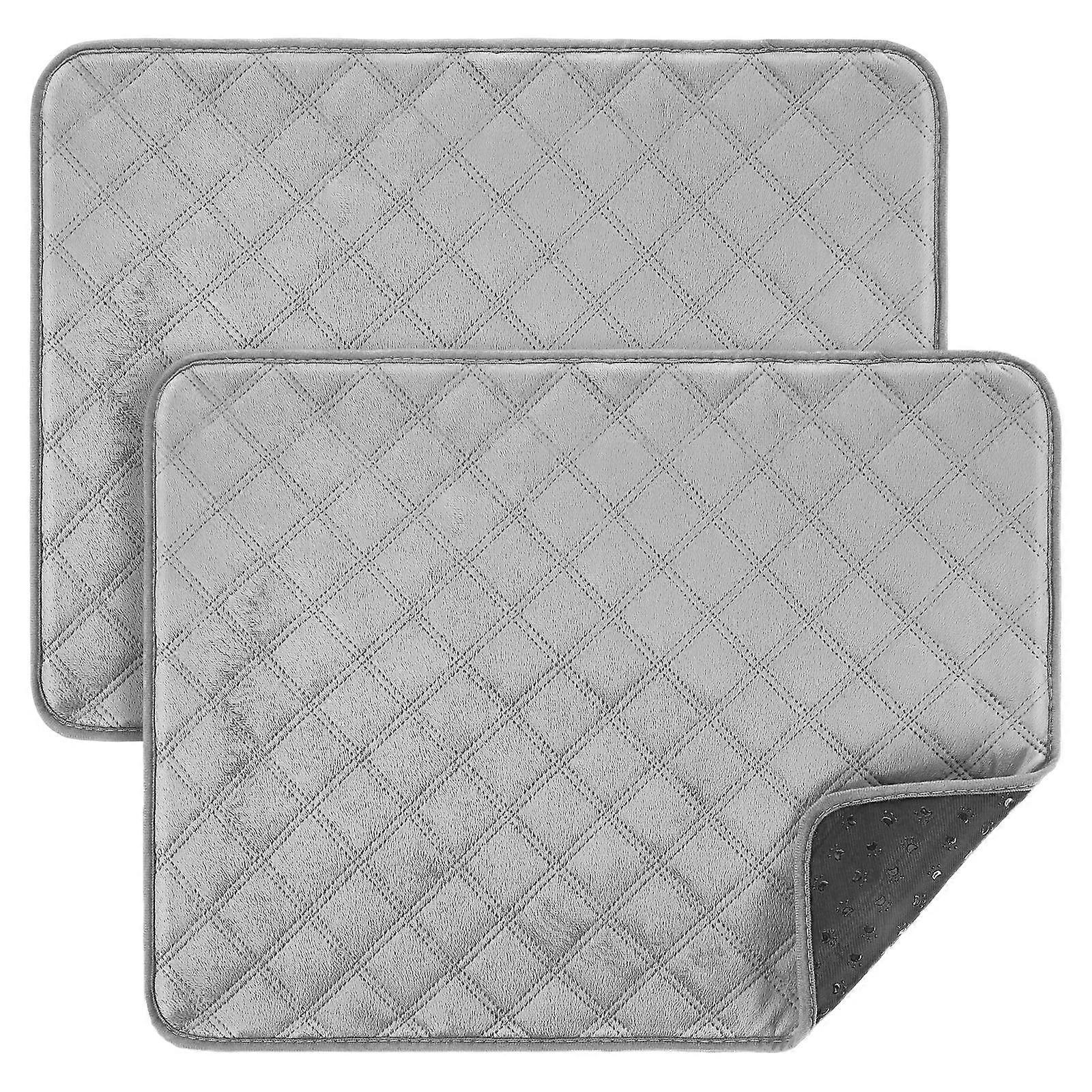 Washable Pee Pads 2Pcs Waterproof Grey Dog Pads Indoor Use Comfortable Surface Non-Slip Bottom