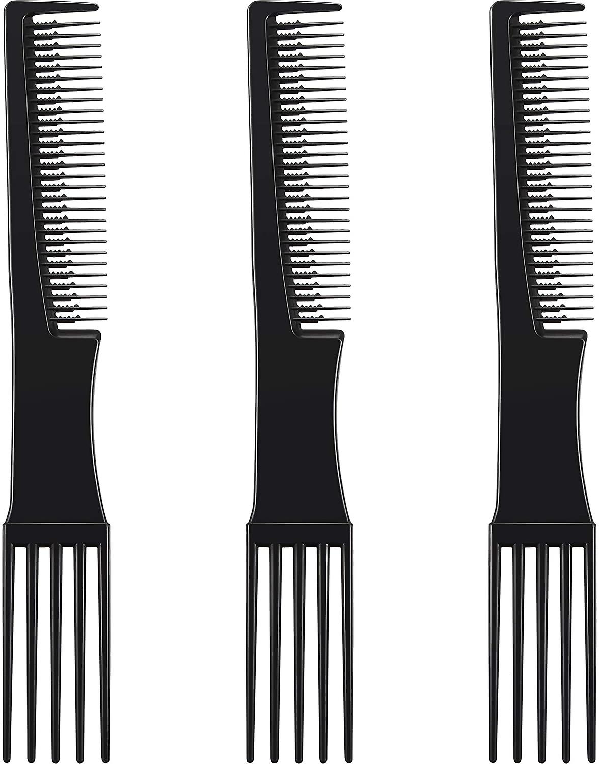 3 Packs Lift Combs Fork Combs Prong Combs Double End Rake Combs Styling Combs Black