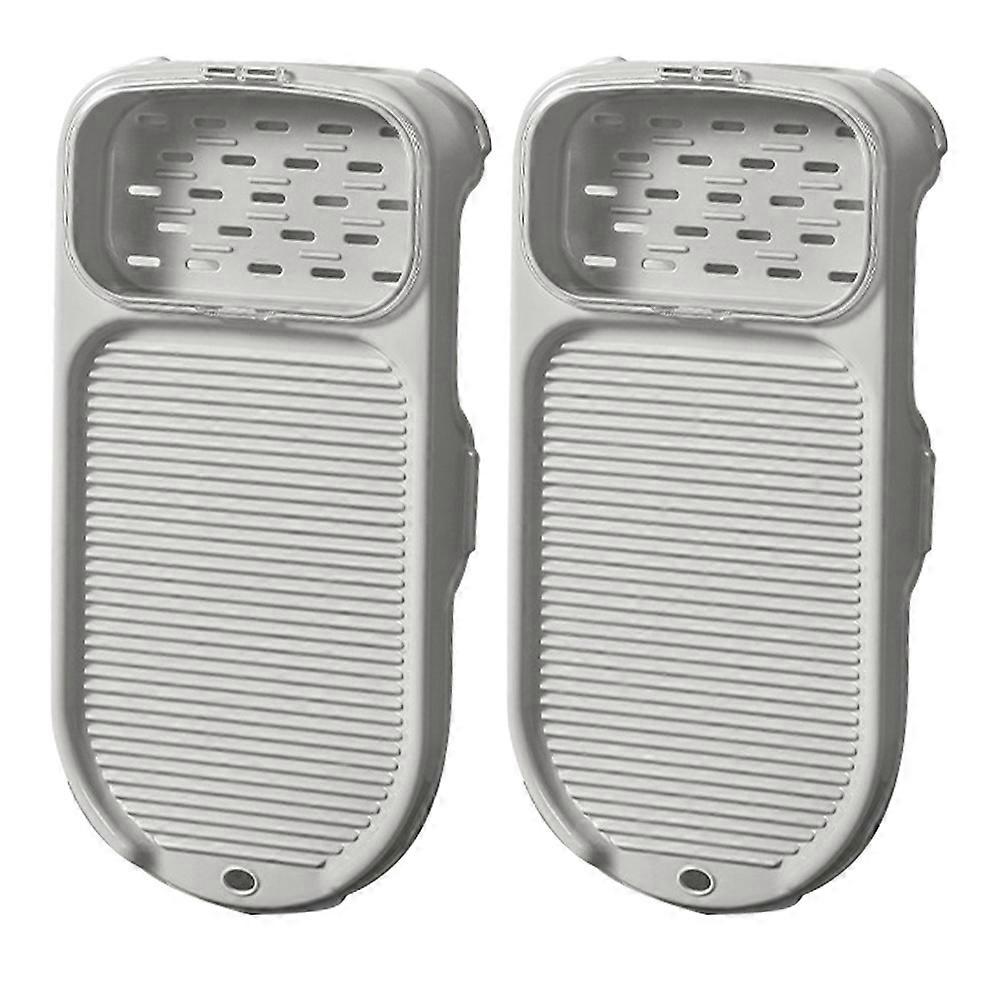 Light Grey Laundry Board for Hand Washing 2Pcs Non-Slip Washboard Set