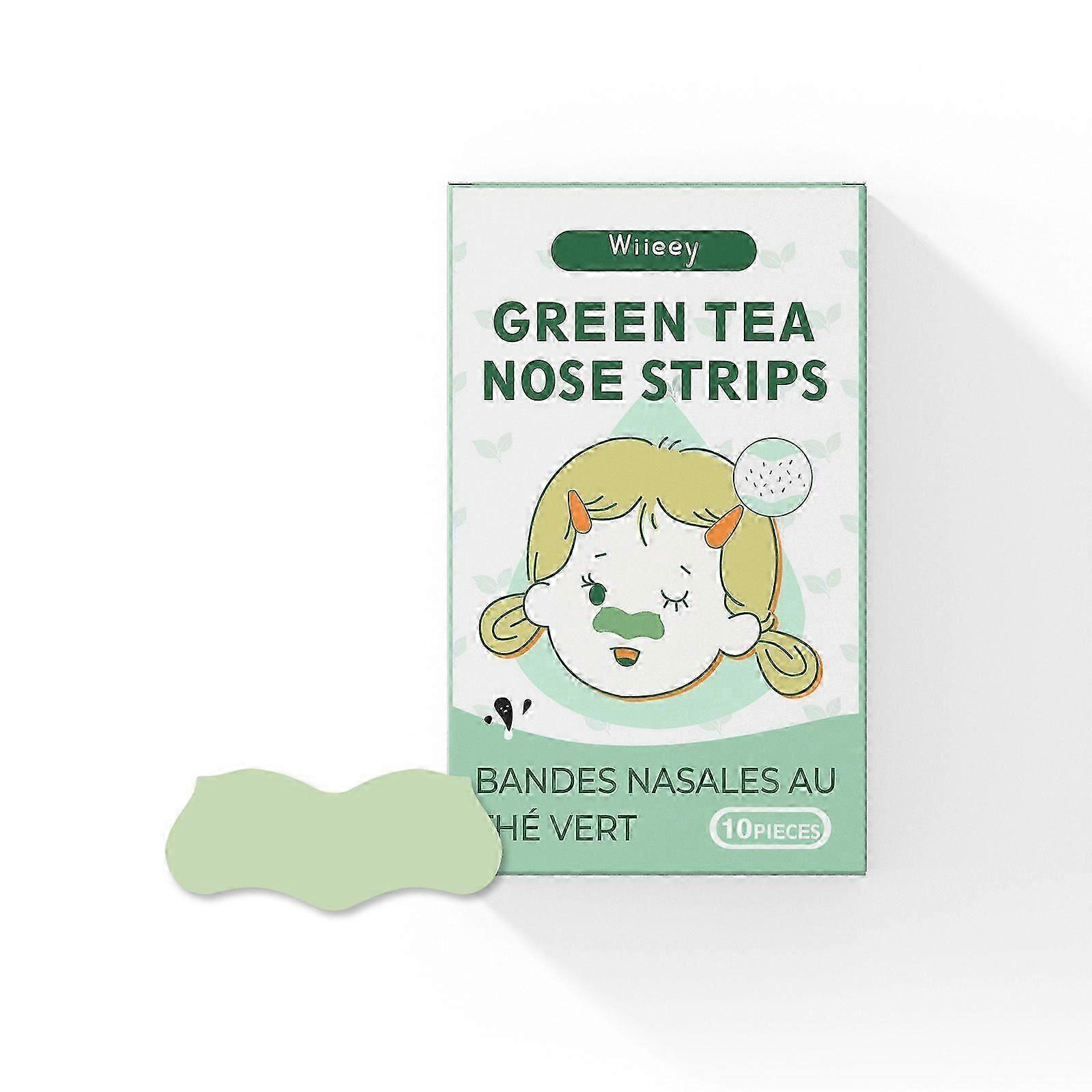 Green Tea Nose Pore Strips - Gentle Blackhead Removal & Moisturizing, 10 Pack