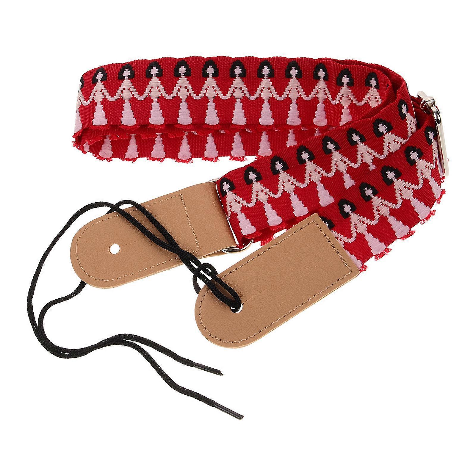 Ukulele Strap Belt Adjustable Red Cotton Ukulele Shoulder Strap