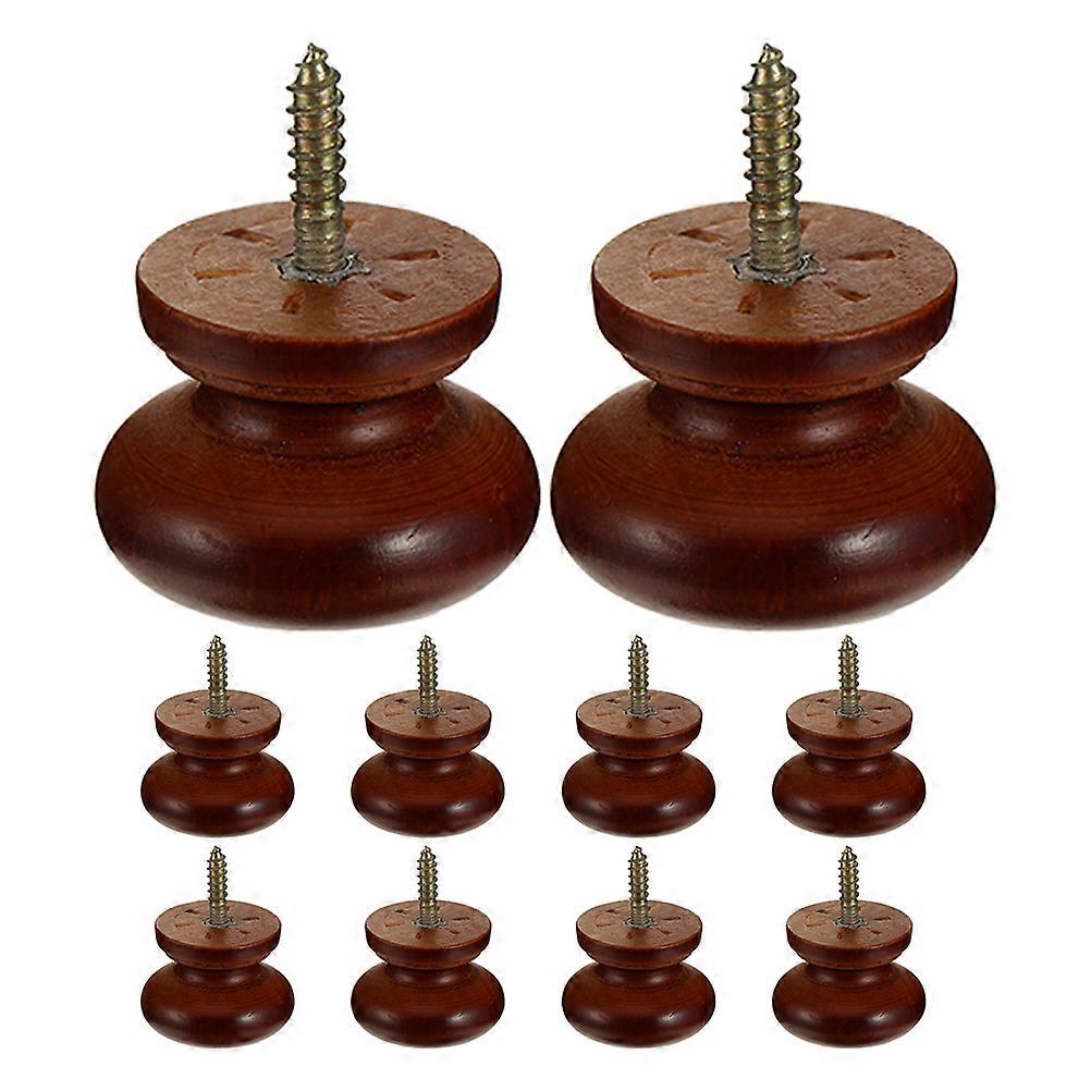 Self-Tapping Solid Wood Round Cabinet Knobs for Decoration 10Pcs Light Brown Pulls
