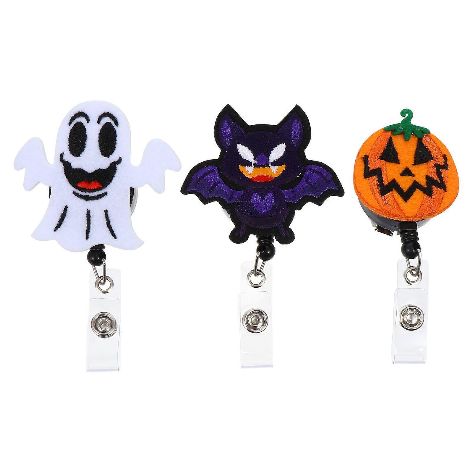 Assorted Color Halloween Felt Badge Reels for Id Holding 3Pcs Set