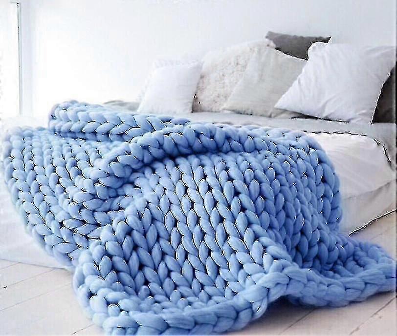 Large Chunky Knitted Thick Blanket, Yarn Woolen Throw Sofa Blanket