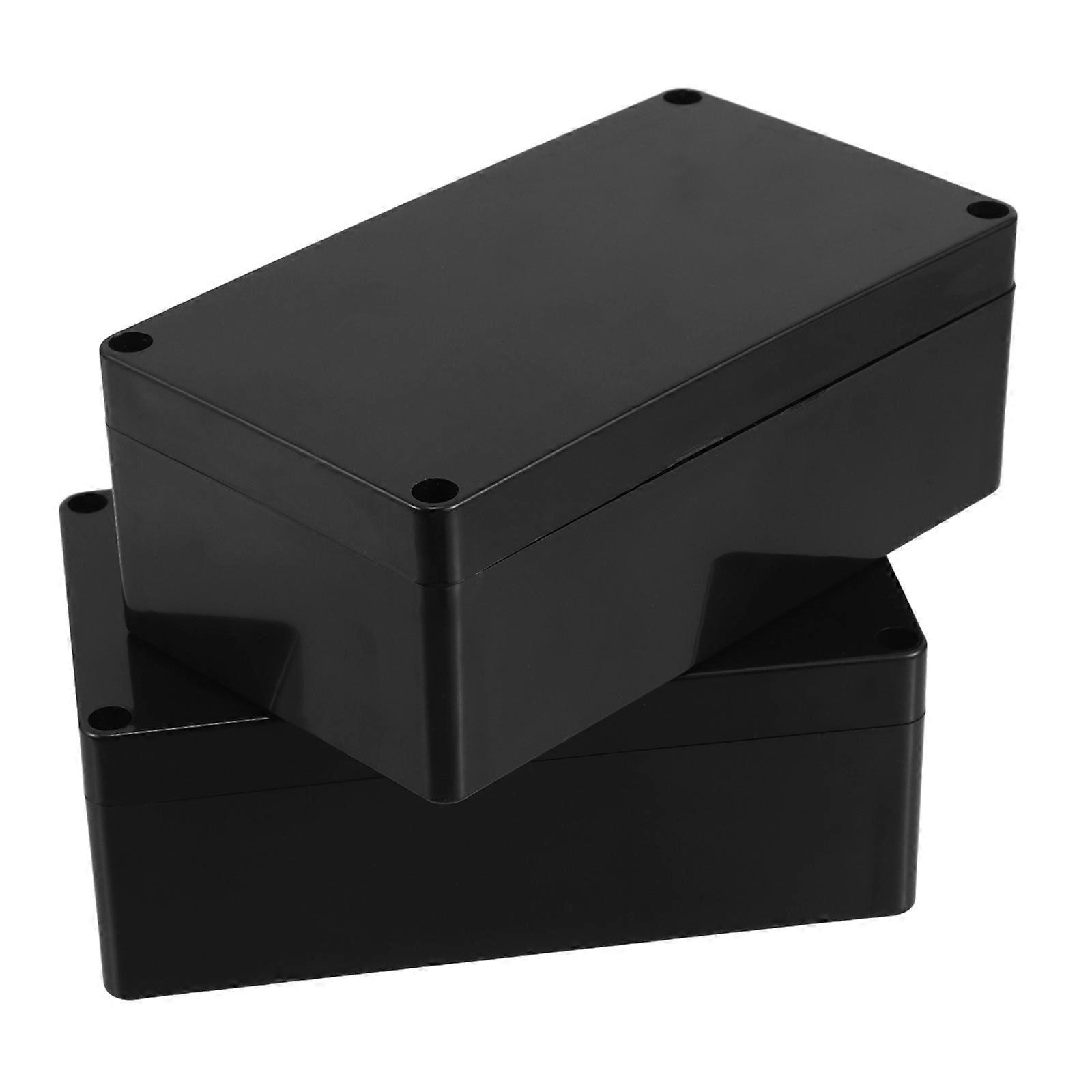 Black ABS Outdoor Waterproof Electrical Box for Electronics 2Pcs Project Enclosure