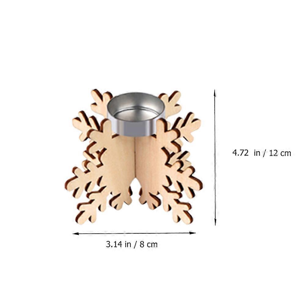 Wooden Candlestick Creative Snowflake Shape Candle Holders 12Pcs