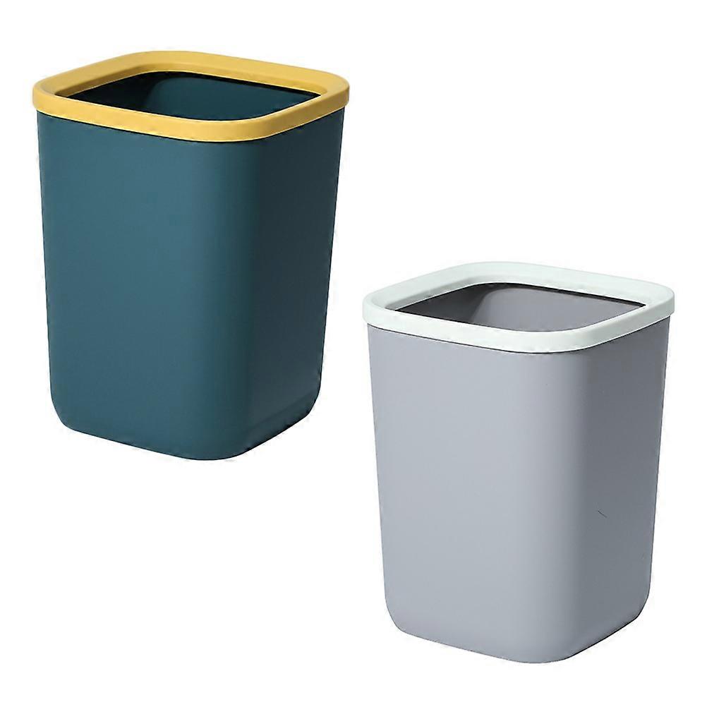 Bathroom Rubbish Bin Square Trash Can for Household Use 2Pcs Pack