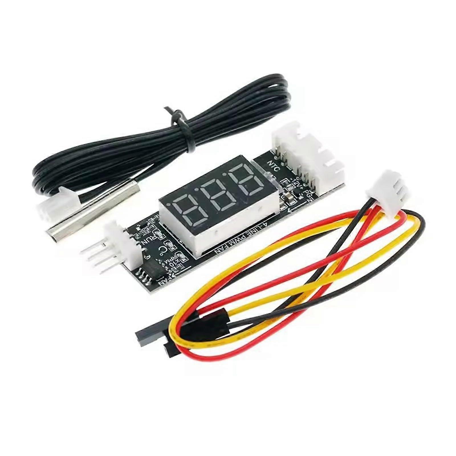 PWM Fan Controller with Temperature Display, 12V 4Wire PC Fan Speed Controller with Auto ShutOff