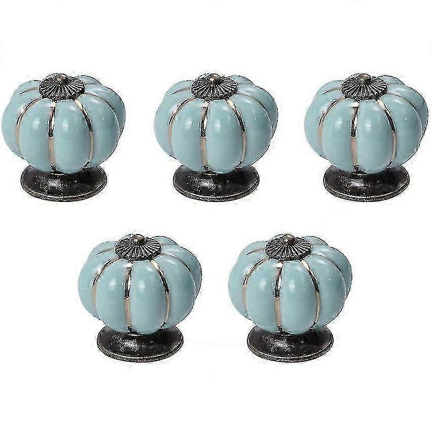 5pcs Kitchen Cabinet Knobs, Retro Ceramic Cupboard Drawer Pull Handle, Door Wardrobe Furniture Handle