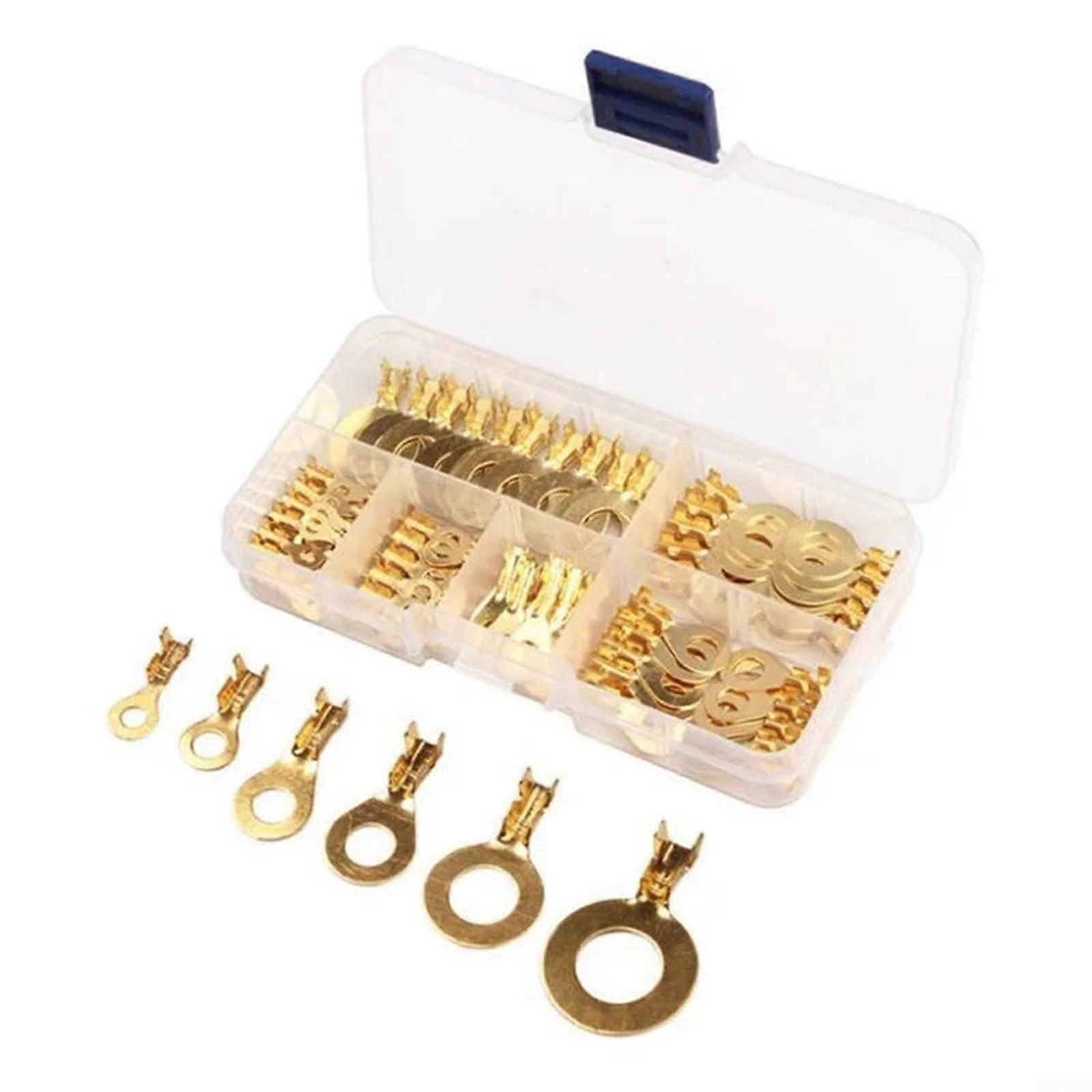 150PCS Brass Ring Terminal Assortment Cable Lug Connectors for Reliable Electrical Wiring