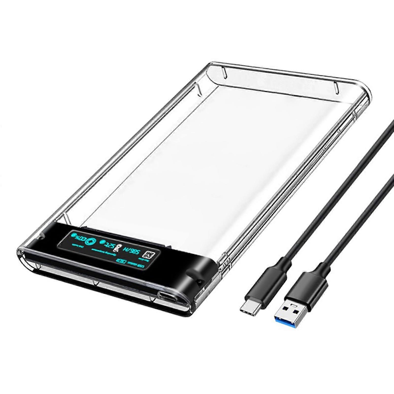USB 3.0 and USB C 2.5 Inch Transparent Hard Drive Enclosure with Speed Data Transfer