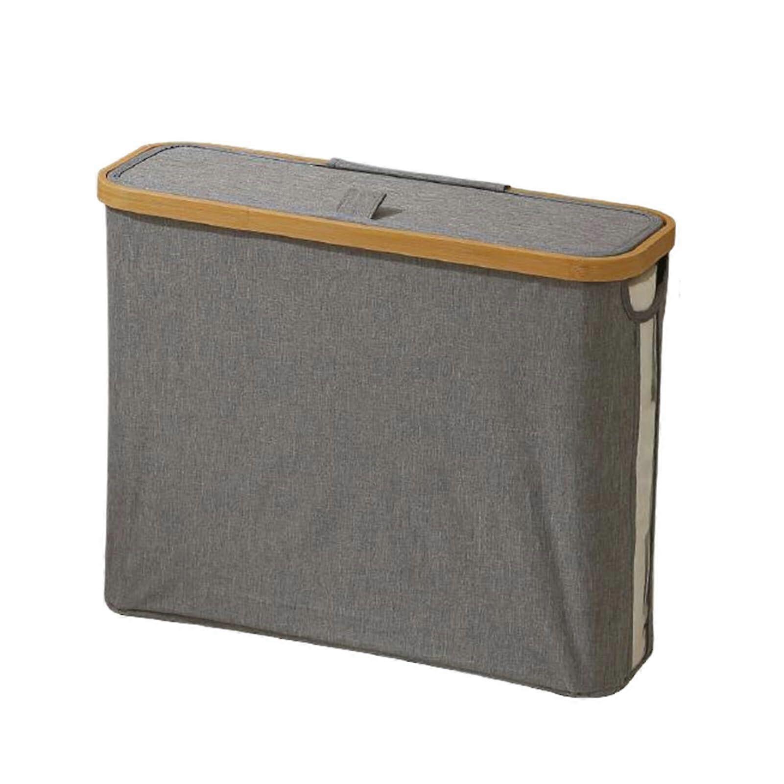 Large Capacity Laundry Basket with Side Window, Foldable Grey Storage Basket for Bathroom