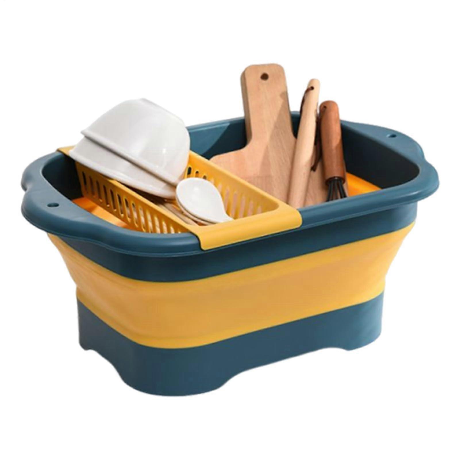 Portable Washing Basin with Smart Drain, Collapsible MultiCompartment Kitchen Sink for Camping