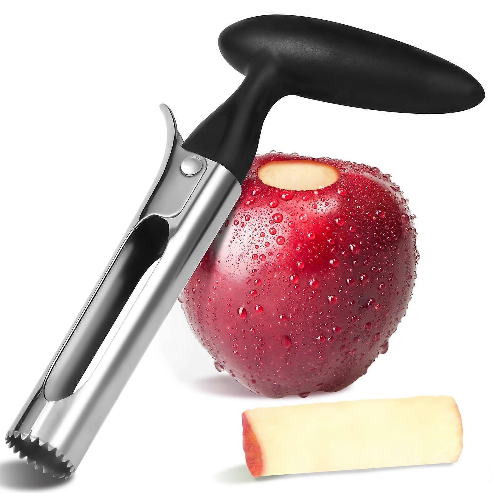 Apple Corer with Sharp Serrated Blade, Ergonomic Handle Fruit Core Remover for Pears and More (Black)