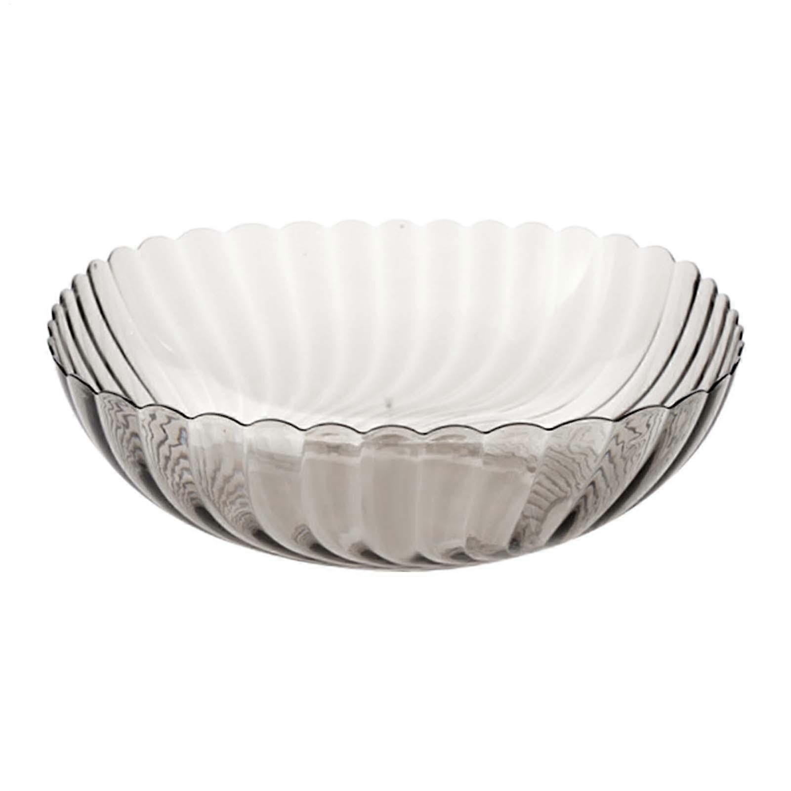 Clear Salad Plate and Fruit Bowl with AntiSlip Base, Stackable Durable PP Kitchen Tableware, Transparent Black