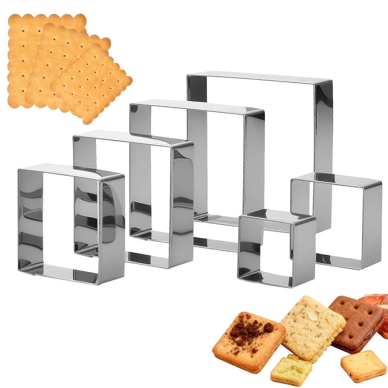 Square Cookie Cutter Set Stainless Steel 6 PCS, 6 Sizes for Baking Biscuits Pastry, Rust Resistant
