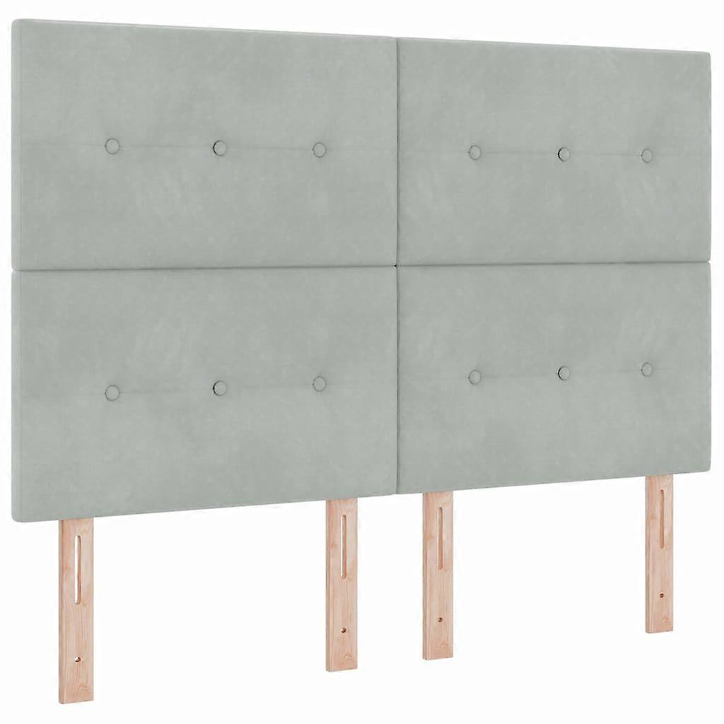 LED Boxspringbett mit Matratze Hellgrau 140 x 200 cm Stoff