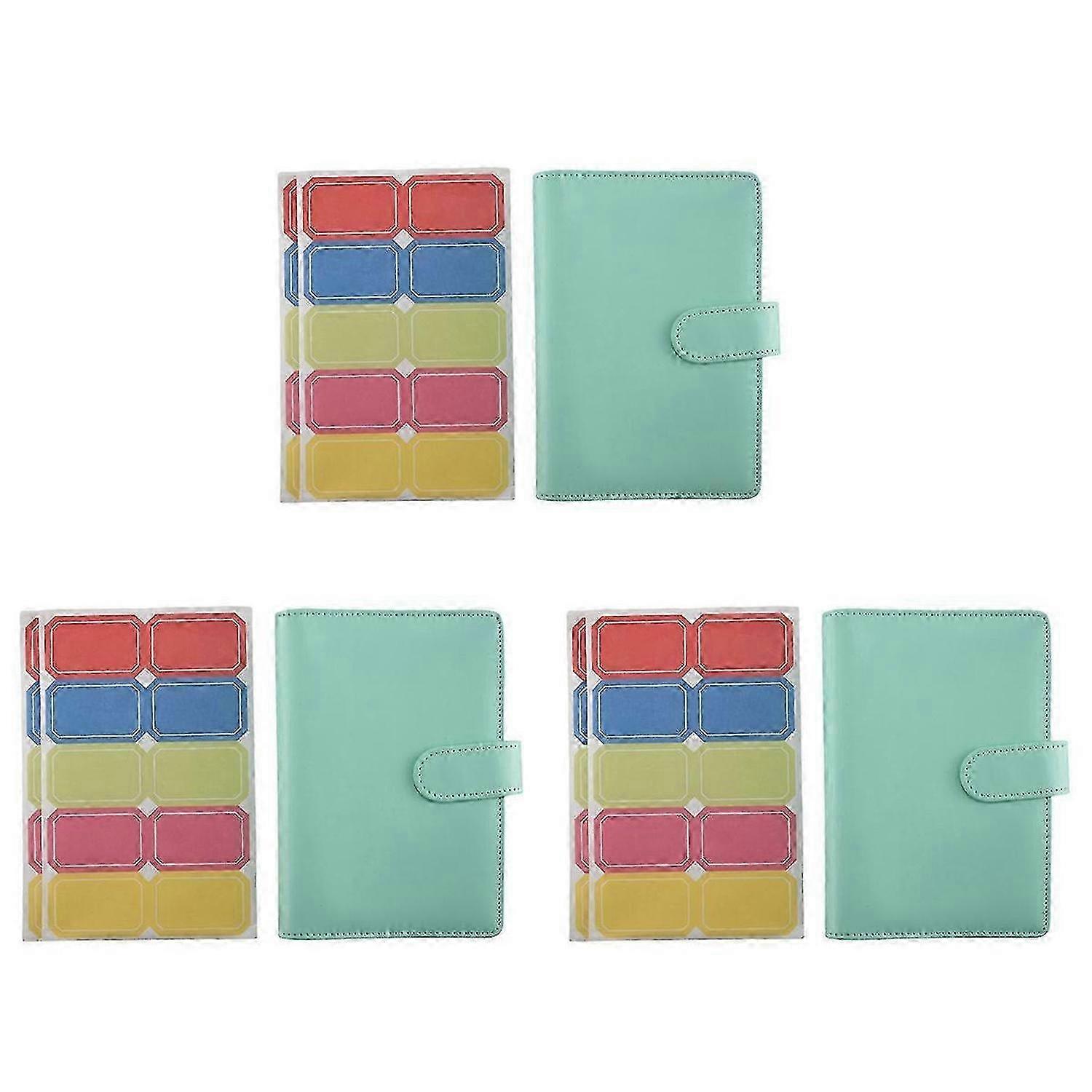 14 A6 binder pockets with leather binder covers (green)