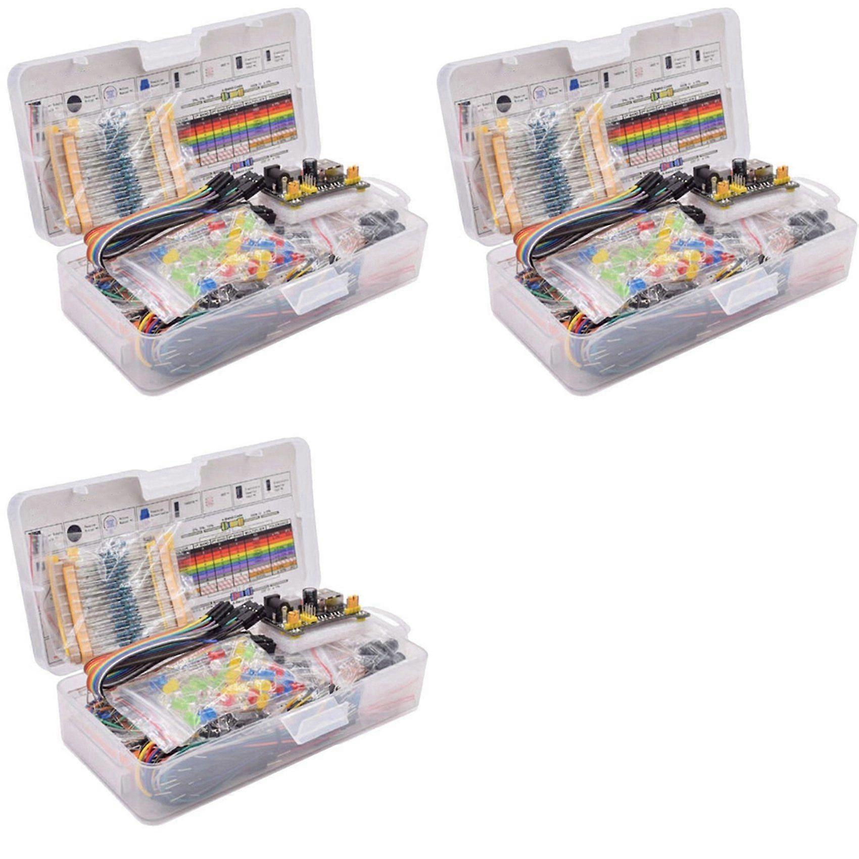 3X Breadboard Set Electronics Component Starter DIY Kit with Plastic Box for Arduino UNO R3 Component Package