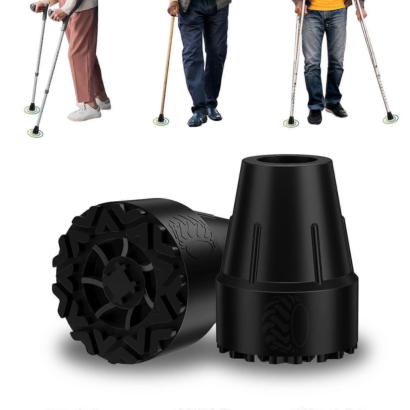 Cane Tips 7/8 Inch Rubber NonSlip Heavy Duty Walking Stick Replacement with Metal Inserts 2 Pack