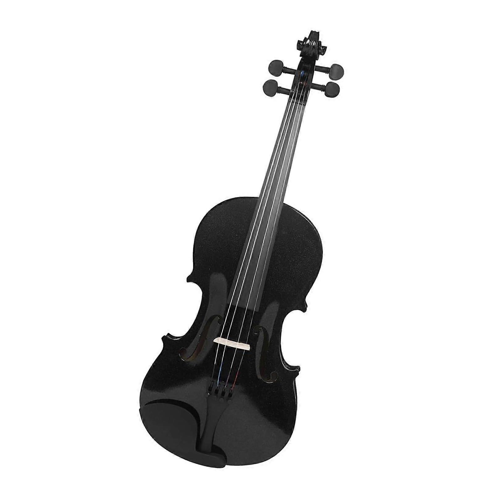 4/4 Full Size Black Violin Set Solid Wood Acoustic Professional With Case and Bow