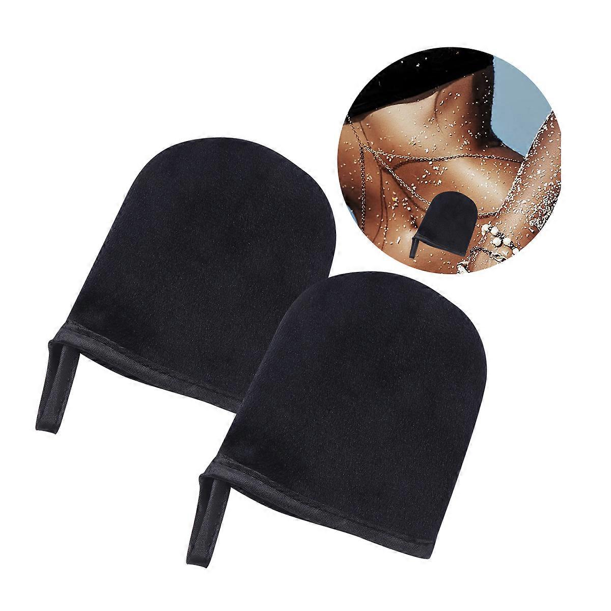 Self Tanning Mitt Applicator Black Gloves for Even Tanning 2Pcs